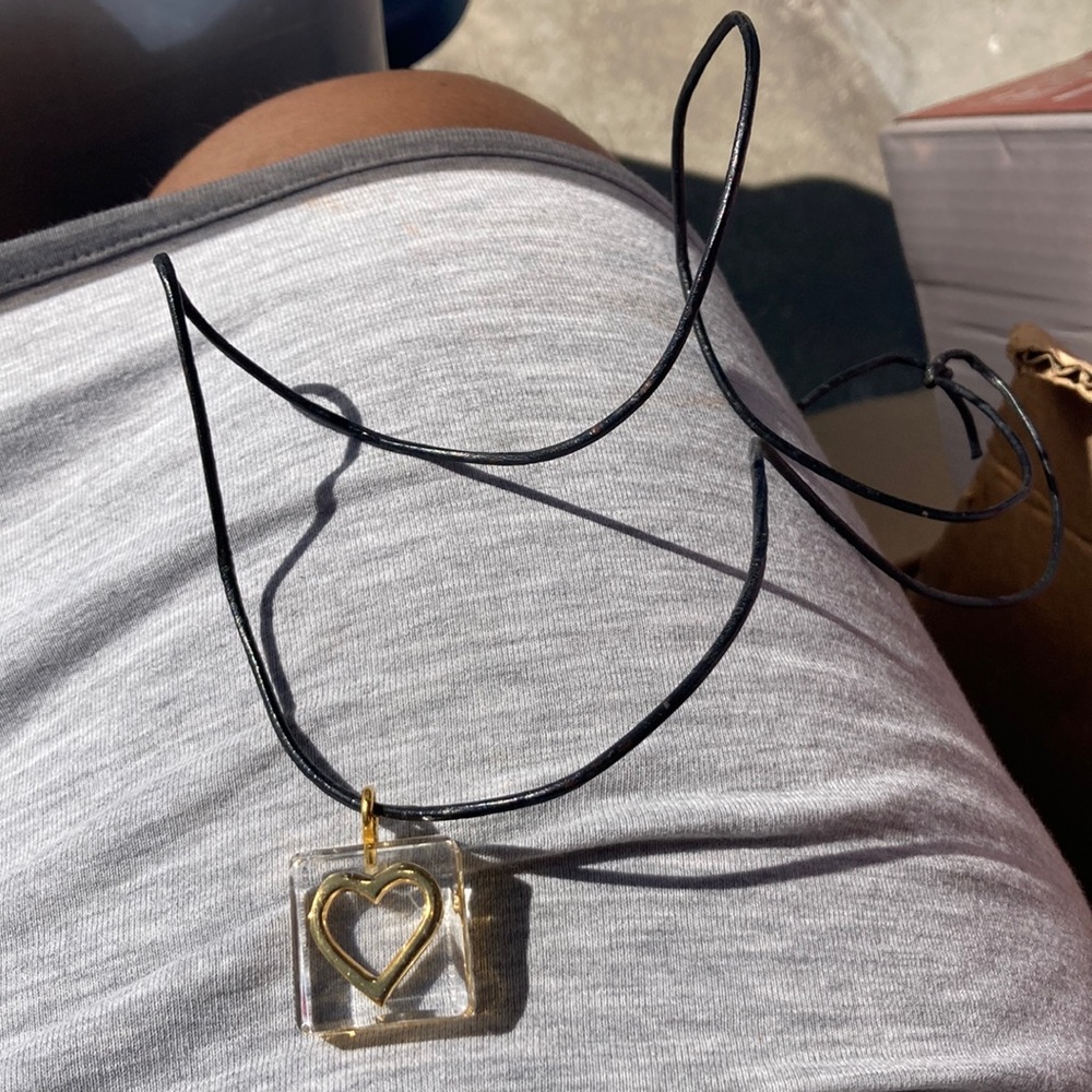 Heart necklace with leather strap